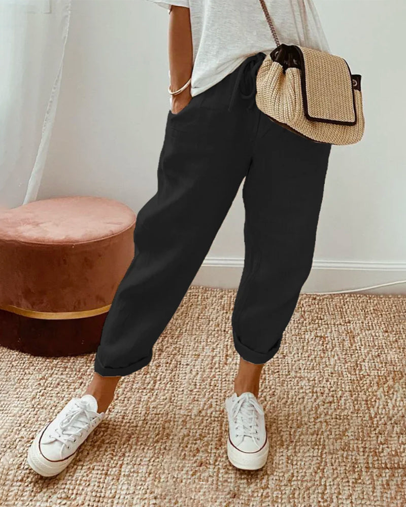 Linen Pants – Relaxed Drawstring Trousers