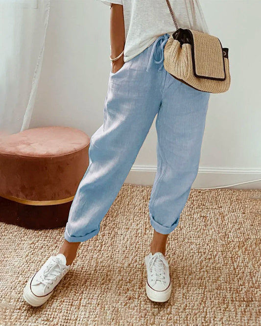 Linen Pants – Relaxed Drawstring Trousers