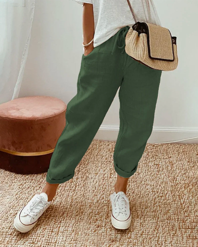 Linen Pants – Relaxed Drawstring Trousers